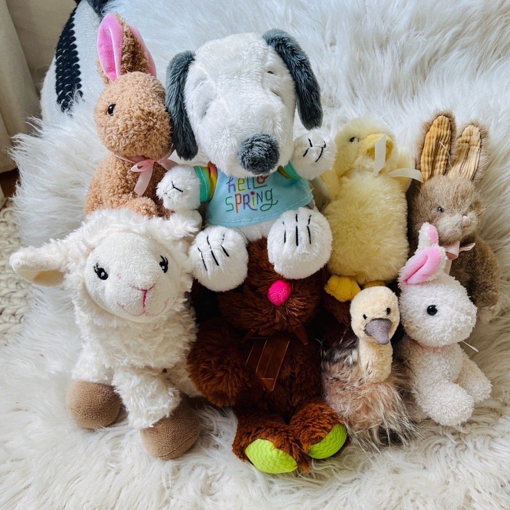 Stuffy Plush Toy Lot 8 Stuffed Animals Bunnies Lamb Duck Puppy Ostrich - Picture 7 of 12